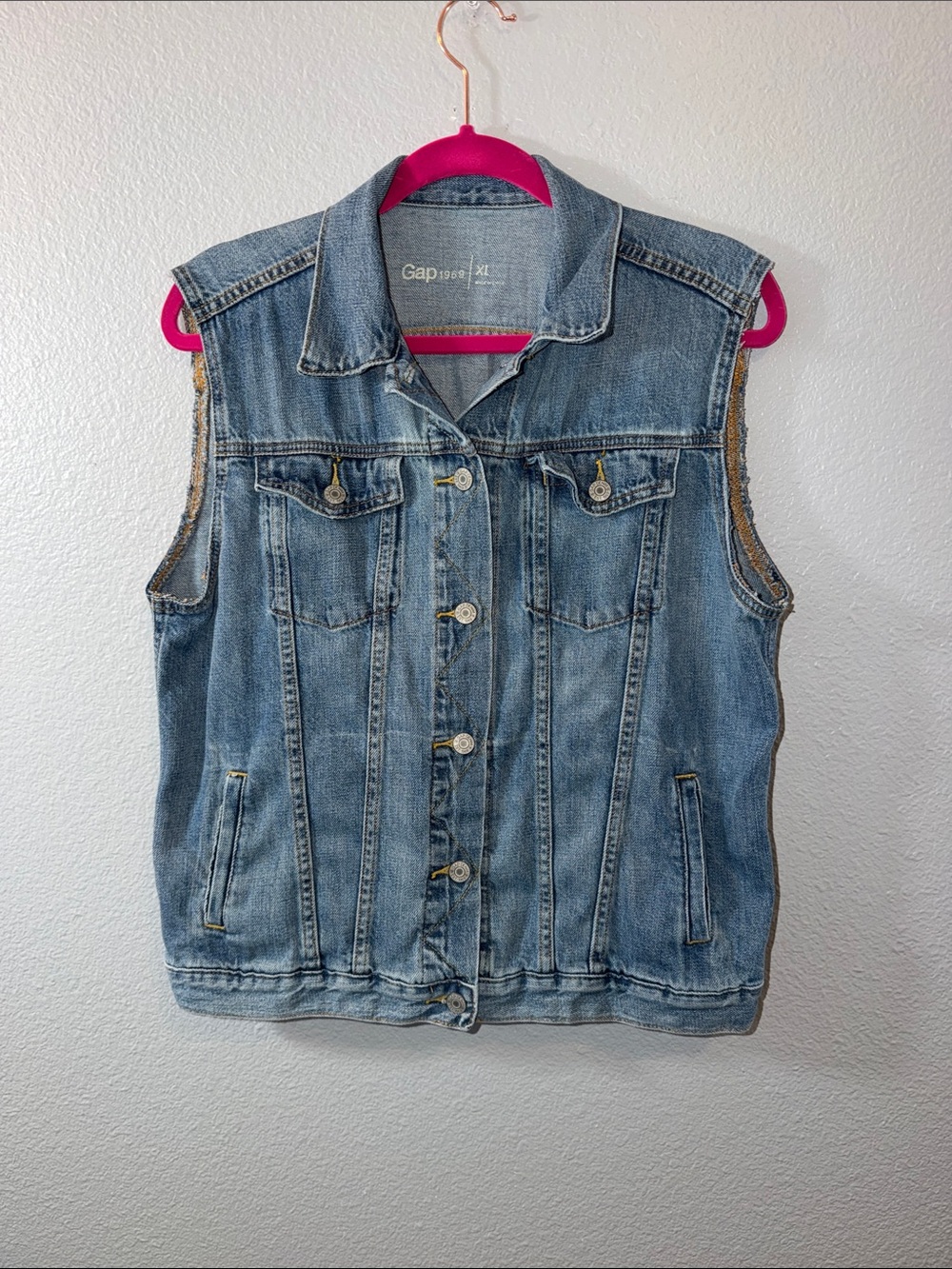 GAP Light Blue Denim Vest Sleeveless Button-Front